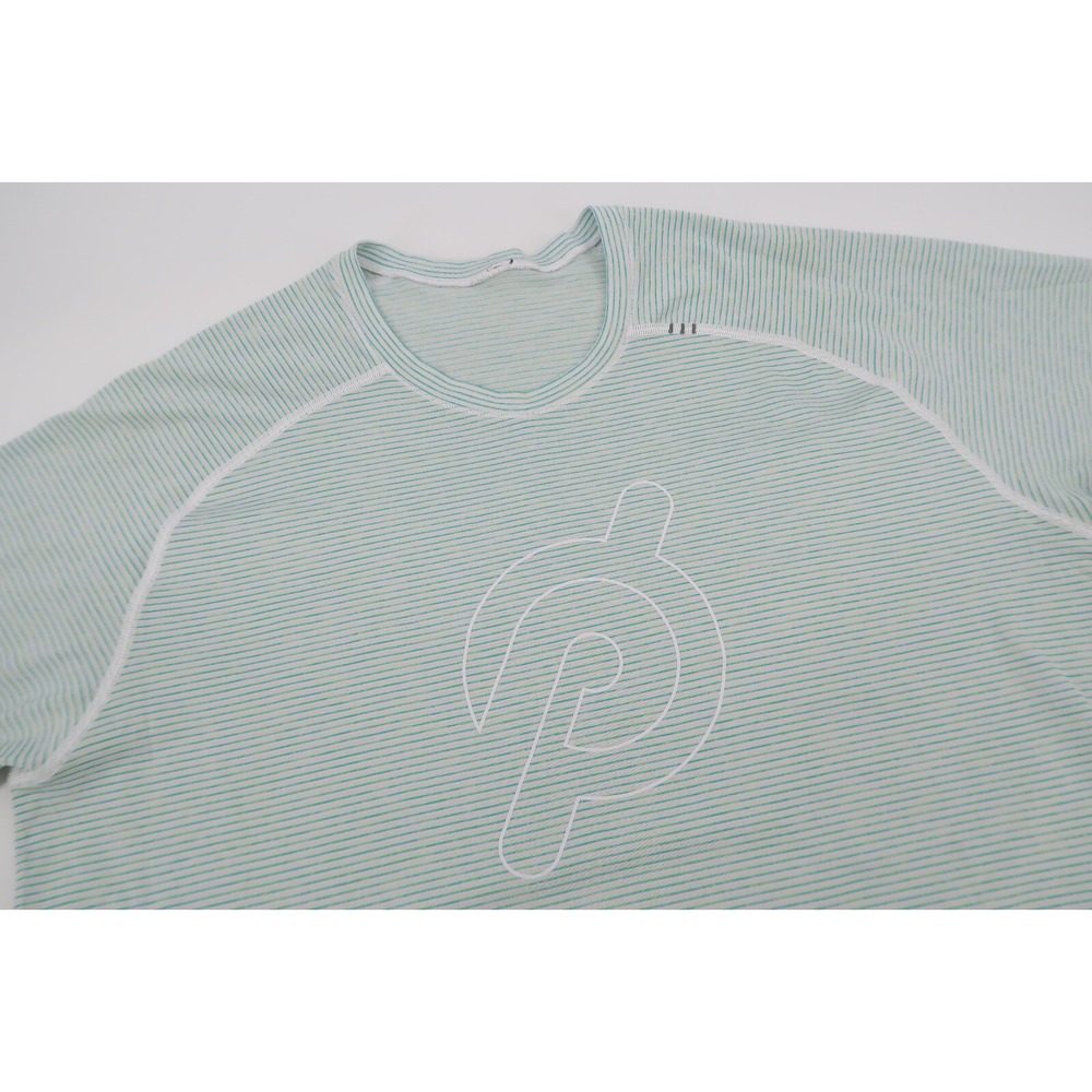 Lululemon Peloton Mens XL Metal Vent Tech Shirt Striped Blue Green White